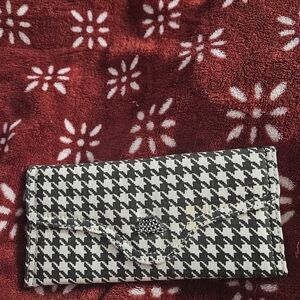 Black and White Houndstooth Women's Clutch Wallet